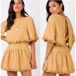 Princess Polly Astro Mini Dress Mustard Gold Yellow Textured Tiered Ruffle Size Photo 1