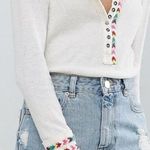 Free People EUC  Rainbow Thermal Henley Top Oversized Size Small Photo 0