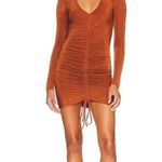 superdown Revolve  Penelope Long Sleeve Ruched Dress Metallic Gold Size XS NWT Photo 4