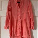 J.Jill Linen Coral Orange Button Down Pleated Tunic Size Small Vacation Coverup Photo 0