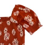 Madewell  Georgette Lucie Floral Smocked Top‎ Square Neck Puff Sleeve Rust Size M Photo 11
