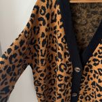 POL  Oversized Leopard Black Brown Thick Heavyweight Button Front Drop Cardigan Photo 5