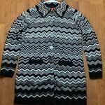 Missoni  Knit Long Sweater Coat W/ Pockets - Black And White Chevron Photo 2