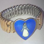 Disney Vintage  Snow White Blue Enamel Sweetheart Expandable Gold Filled Bracelet Photo 0