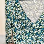 BP NWT Green Floral Knit Long Sleeve V-Neck Sustainable Dress - Size: M Photo 4