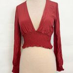 Lulus NWT  ruched v neck long sleeve crop top size small Photo 0