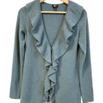 Talbots Cardigan Sweater Women Size XS Forest Green Ruffle Cashmere Lagenlook Photo 0