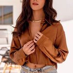 Shop Priceless TOSKA Brown Button Up Photo 0