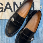 Ganni  Crystal Buckle Leather Loafers – Size 41 (USA 10/10.5) Photo 0