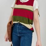 vintage slouchy boho minimalist knit tank top striped size xl Red Photo 0