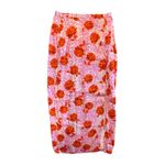 Topshop ASOS Pink Floral Midi Skirt Sz 2 Side Slit Photo 2