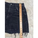 Reformation Retooled Denim Mini Skirt Black Size 24 Frayed Hem High Rise Photo 6