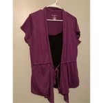 Mix & Co Purple Black Built In Tank Top Short Sleeve Cardigan Size 1X Photo 1