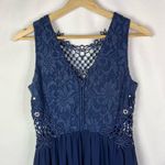 City Studio Bright Navy Embellished Illusion Tulip Maxi Formal Gown 7 Size 6 Photo 6