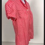 St. John St Johns Bay Women Top White Diamond Pattern Short Sleeve Buttons Photo 2