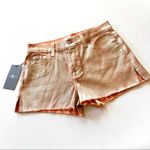 7 For All Mankind  Rose Gold Metallic Denim Cut Off Shorts Photo 2