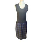 Women's Black & Blue Checkered Plaid Lined Satin Dress Size S/M Photo 6