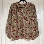 Bishop and Young Anthropologie  Floral Blouse Button Up Shirt Green Red Size Small Photo 2