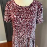 J.Crew Tiered Floral Prairie Cottagecore Boho Festival Burgundy Dress Photo 2