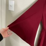 Lulus  Burgundy V Neck Flare Sleeve Tie Waist Dress Small Photo 5