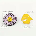 Set Of Two Enamel Unique Animal Cartoon‎ Pins Purple Photo 2