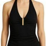 Calvin Klein Swimwear Sz 10 Black One Piece Swimsuit Fabulous & Flattering! Photo 0