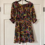 Saloni Grace Mini Dress in Golden‎ Elixir Off Shoulder Colorful Splatter Floral Black Size 2 Photo 10