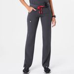 FIGS Kade Cargo Scrub Pants in Charcoal Straight Leg Red Tie size Small Petite Photo 1