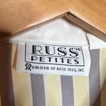 Vintage Russ Petites Butter Yellow and Gray Striped Shirt Size Medium Photo 2