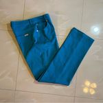 St. John  dress Pants Turquoise blue Sporty Trousers  straight dress pant 8 zip Photo 15