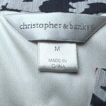 Christopher & Banks  V Neck Blouse Womens Medium Red Floral Print Business Chifon Photo 3