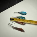 Stone Bead Dangle Drop Pierced Earrings Lot Of 2 Beaded Silver Tone Blue Pink Photo 3