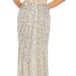 Mac Duggal NWT One Shoulder Lace Up Back Sequin Gown Nude Silver Formal Size 4 Photo 1