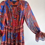 House of Harlow Maxi Tiered Floral Rustic Boho Long Sleeve Dress Size Small Orange Photo 6