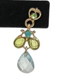 Light Blue Green Teardrop Crystal Necklace Earring Gold Tone Set 2028 Brand Photo 2