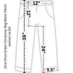 ZARA Olive Green Corduroy Bag Waist Pants women sz 00 Photo 1