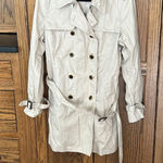 Banana Republic  Trench Coat Cream‎ Belted Tortoise Shell Gold Buttons Classic XL Photo 0