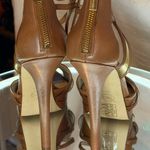 Michael Kors  Jaida Gold and Brown Leather Strappy Heels size 9.5 new Photo 3