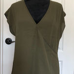 Three Eighty Two Three Eighty‎ Two Womens Blouse S Olive Green Jackson Surplice V-neck NWT Photo 0