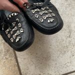 Prada  Black Crystal Embellished Leather Loafers Photo 12