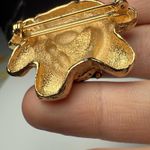 Teddy Bear With Christmas Holly Berry Wreath Enamel Brooch Pin Gold Tone Photo 10