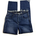 3x1  Darkwash Buttonfly Raw Hem Distressed Straight Leg Jean Photo 0