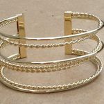 Gold Tone Polish Rope Twist Texture Open Cuff Photo 0