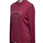 Guess  Esma Mock neck Logo Sweater Preppy Coastal Beach Boho Pink XL Beaded pearl Photo 1