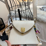 Italian Leather Cream Purse with Scarf White Photo 0
