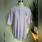Disney Vintage  Tinker Bell Waffle‎ Knit Henley Pink Tee L Photo 9