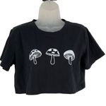 Mushroom Print Black Crop Top T Photo 0