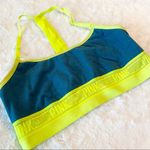 PINK - Victoria's Secret VS PINK Teal Blue & Neon Yellow T-Back Bralette Size Large Photo 1