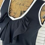 Grace Liola Ruffle Bib Tank Top Shirt Black White Small Photo 4