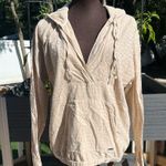 prAna Women’s 100% Organic Cotton Beige Farin Ribbed Hooded Pullover Size M Photo 0